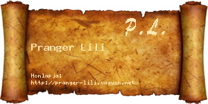 Pranger Lili névjegykártya